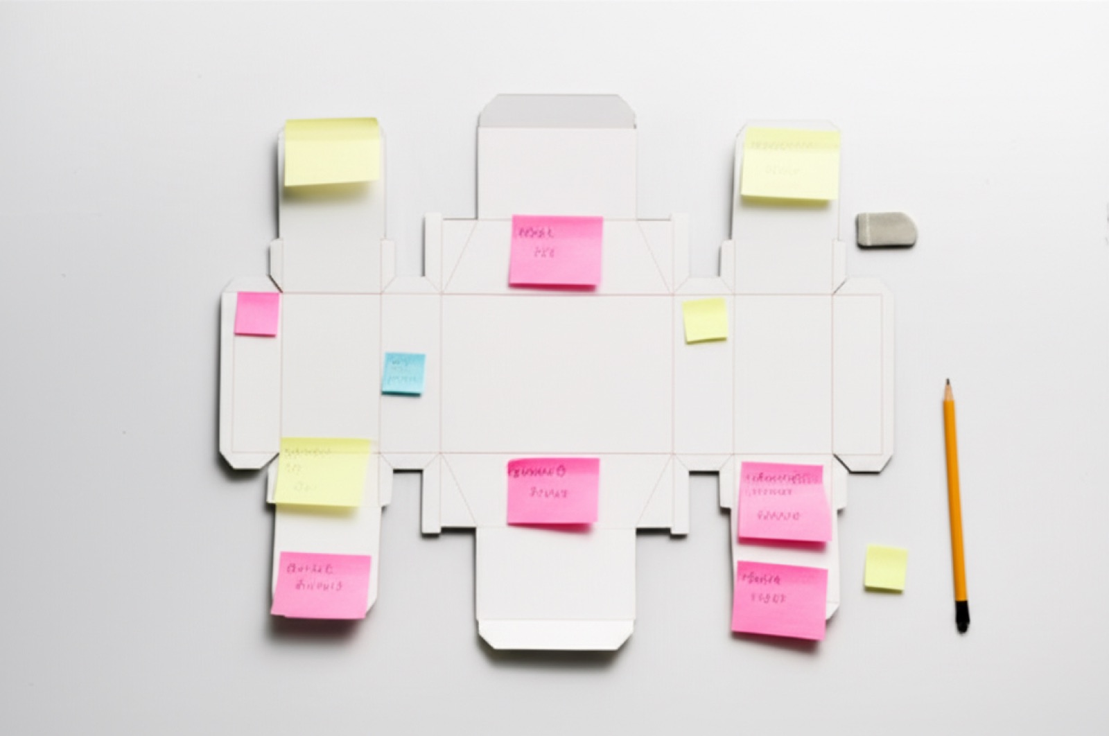 彩盒版面規劃過程：展開圖上標記各區域的法規標示配置