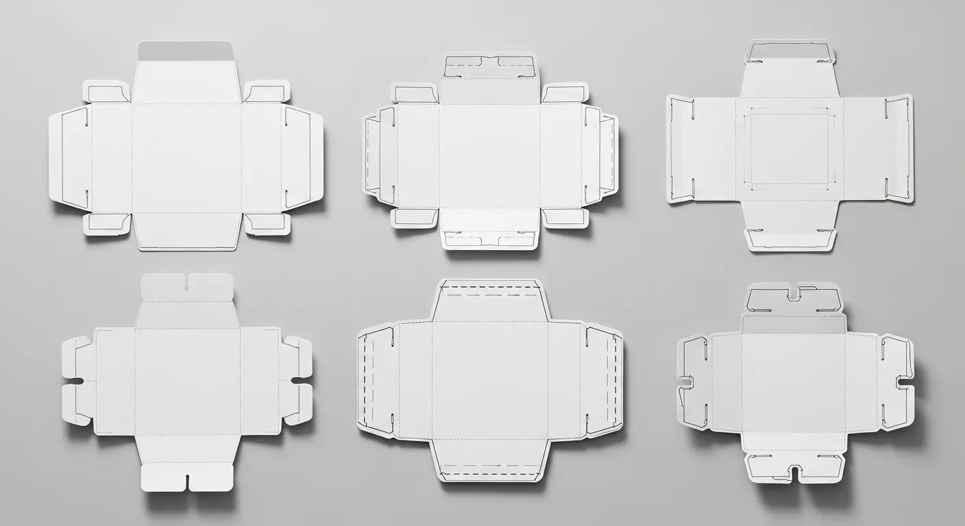 彩盒結構設計——彩盒各種結構設計比較展示，插底盒、天地蓋、摺疊盒盒型對照