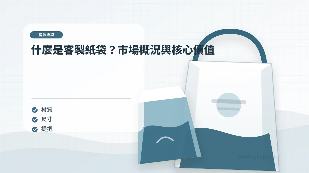什麼是客製紙袋？市場概況與核心價值示意圖，補充客製紙袋第 1 段的尺寸、材質、加工或使用情境判斷。