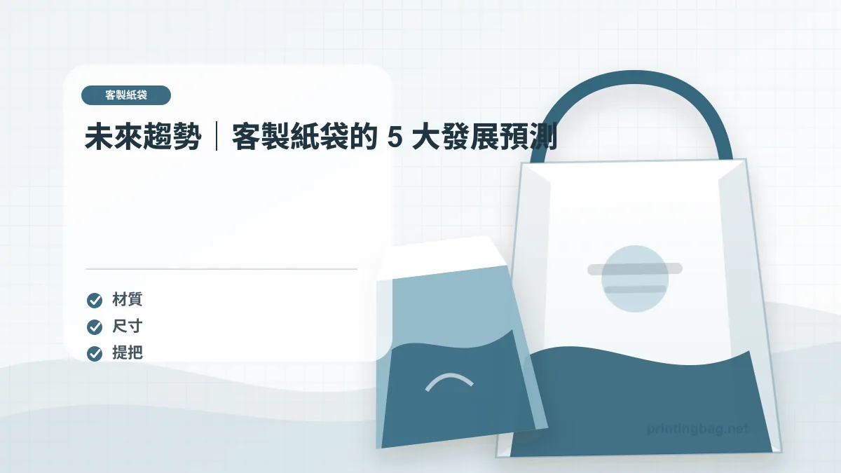 未來趨勢｜客製紙袋的 5 大發展預測示意圖，補充客製紙袋第 13 段的尺寸、材質、加工或使用情境判斷。