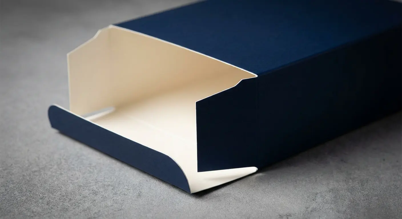 刀模圖——彩盒刀模展開圖，標示切割線、折線、出血線與安全區的示意圖