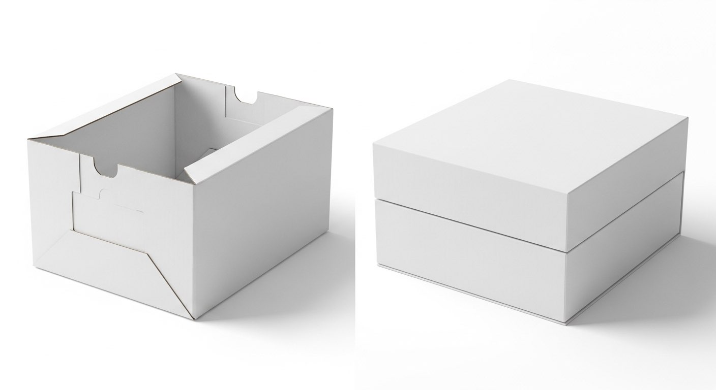 折疊盒與天地蓋並排比較，展示兩種盒型的使用差異