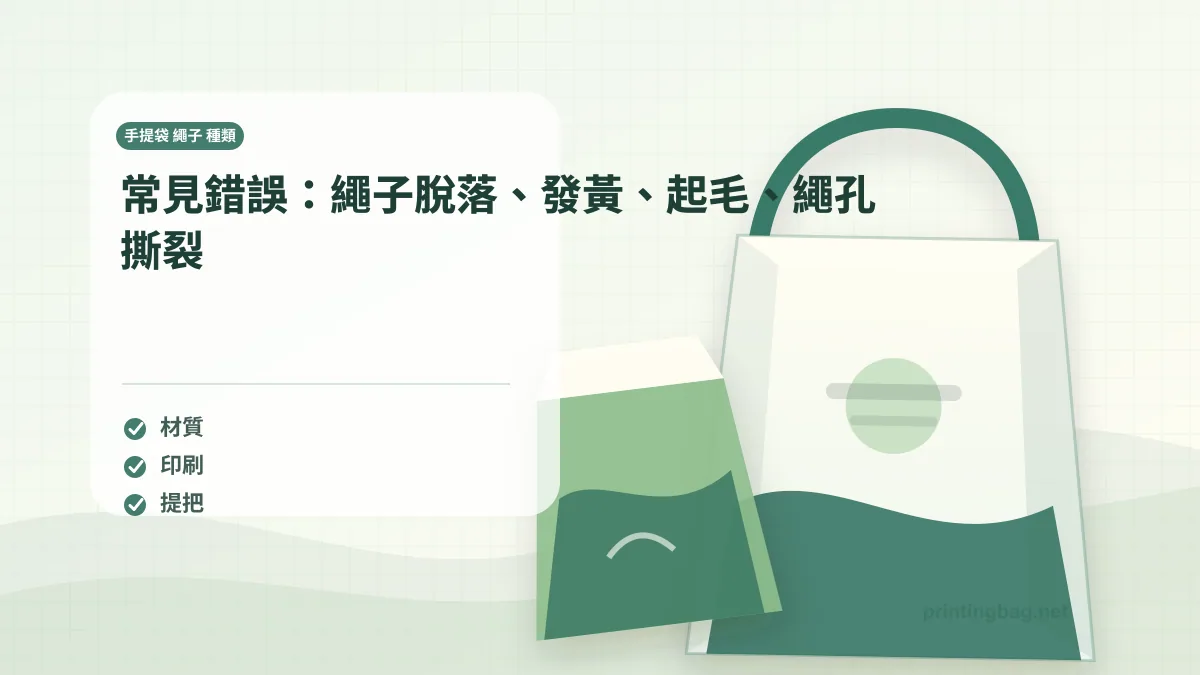 常見錯誤：繩子脫落、發黃、起毛、繩孔撕裂，手提袋 繩子 種類相關細節圖