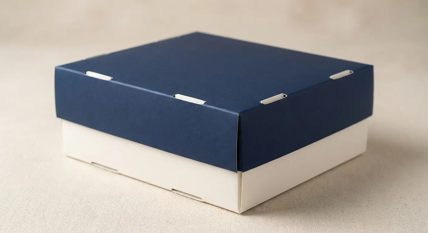 天地蓋彩盒打開的展示，蓋子與底座分離呈現