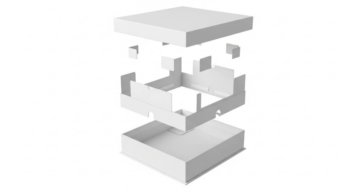 天地蓋彩盒蓋子與底座結構示意圖