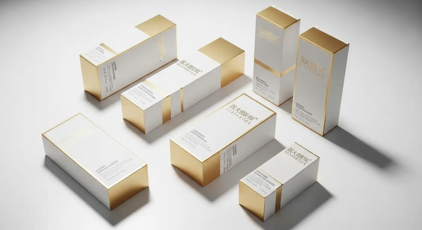 醫美彩盒——高端醫美產品彩盒展示，霧膜燙銀加工傳達專業品牌質感