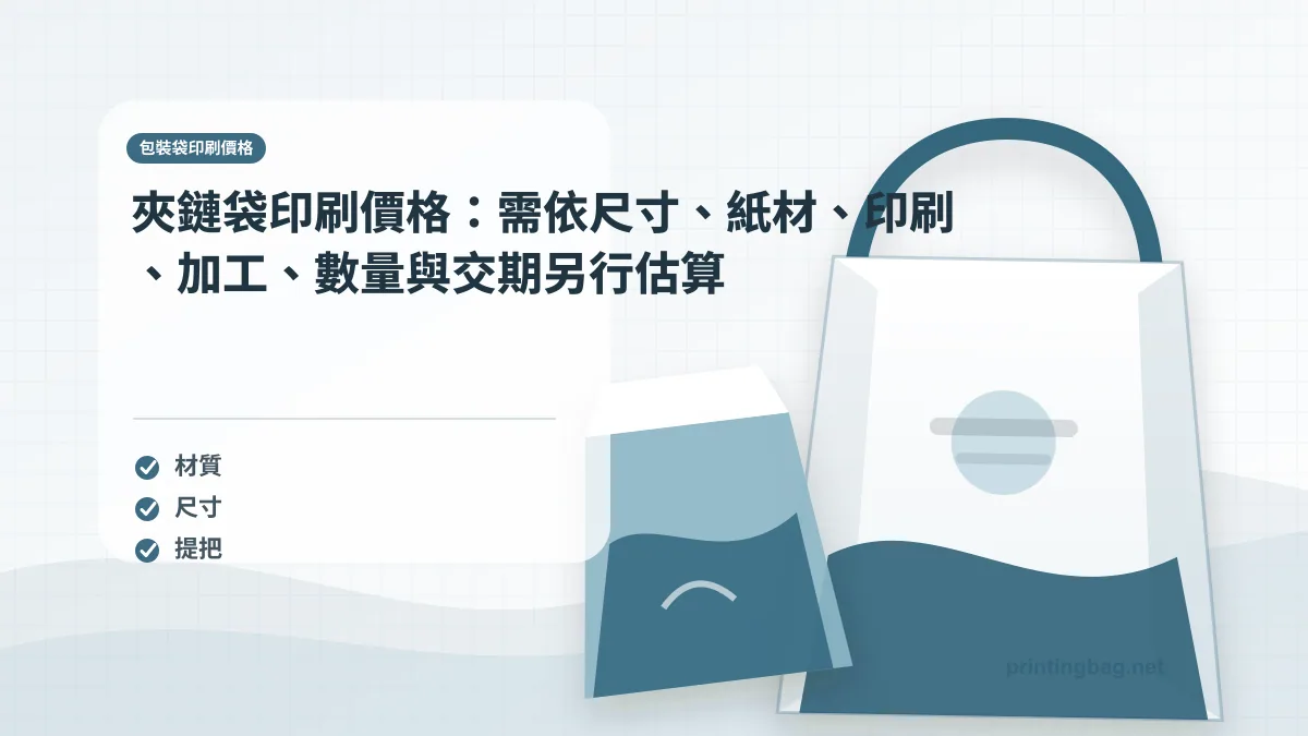 夾鏈袋印刷價格：需依尺寸、紙材、印刷、加工、數量與交期另行估算示意圖，補充包裝袋印刷價格第 2 段的尺寸、材質、加工或使用情境判斷。