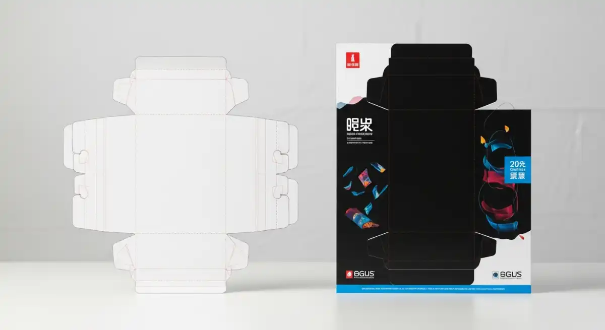 紙盒白樣與彩色打樣成品並排比較，說明兩種打樣方式的費用差異與適用情境，紙盒打樣選擇完整說明。