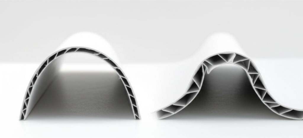 紙張絲向對比：順絲彎曲平順 vs 逆絲容易裂開