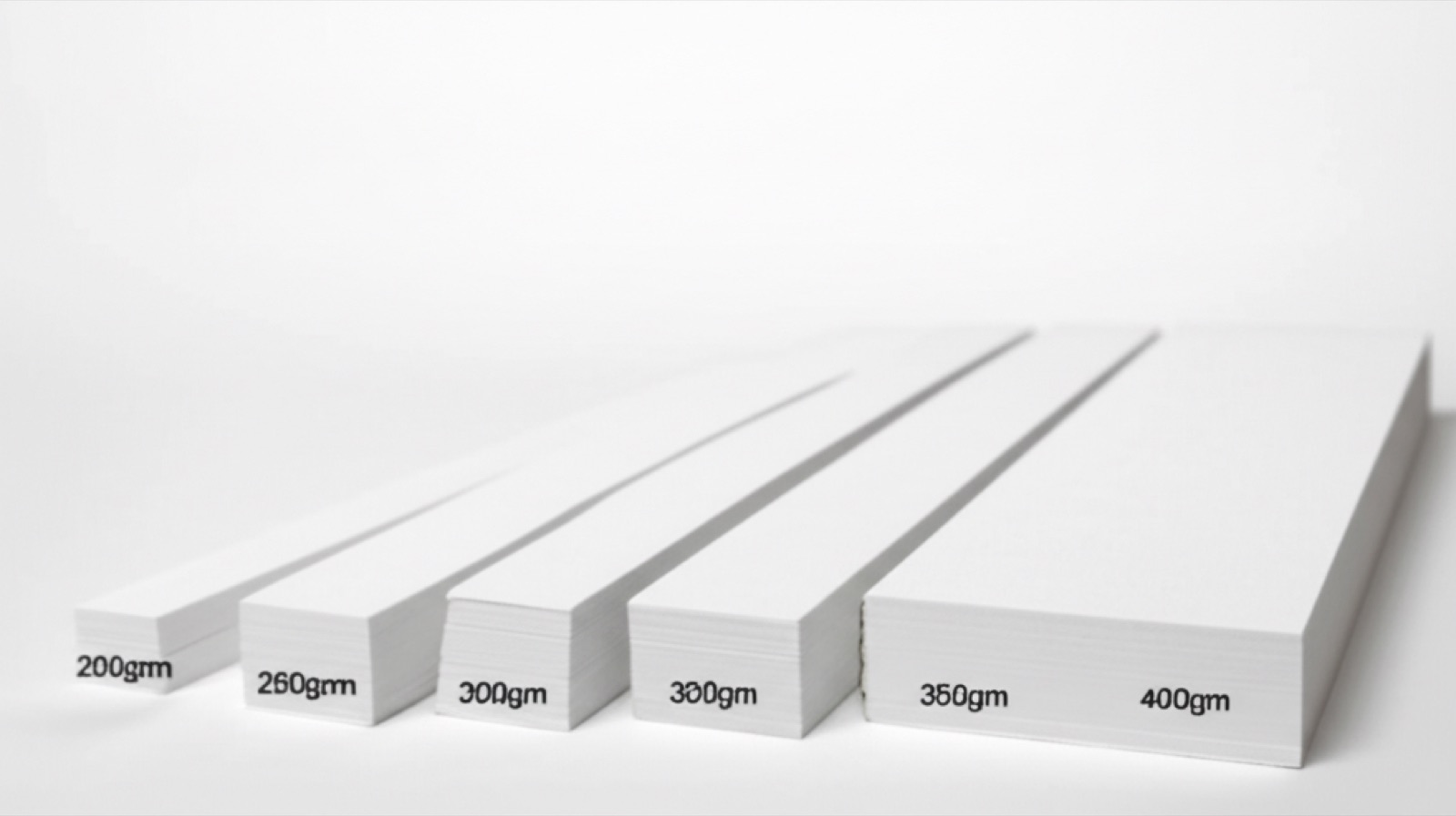 不同克重紙板厚度對比：250g、300g、350g、400g