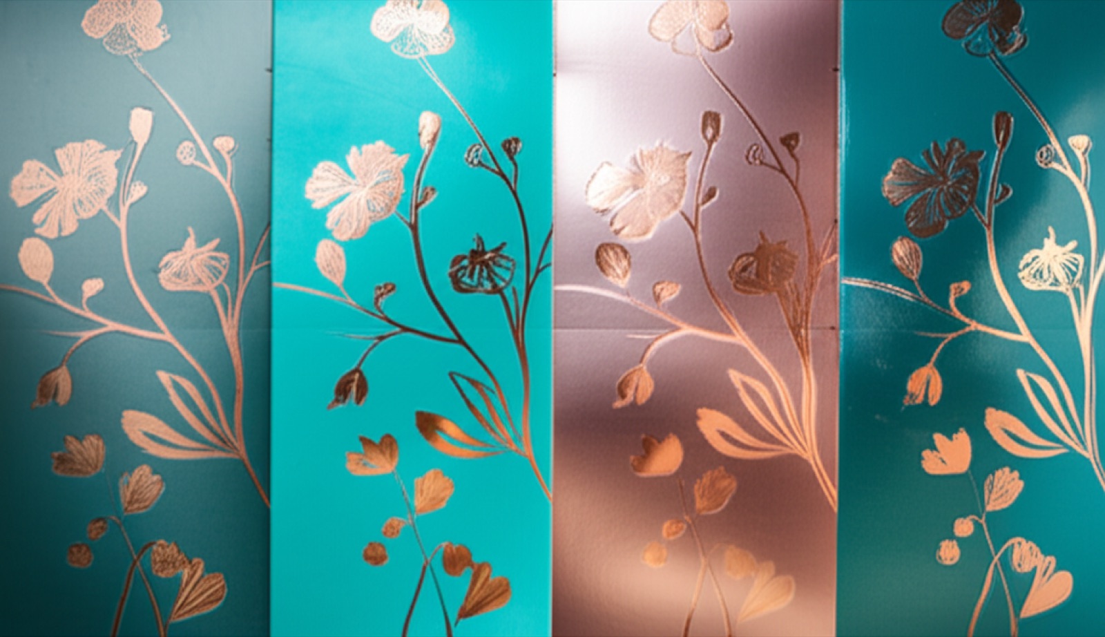 霧膜、亮膜、燙金、局部 UV 四種表面加工效果比較