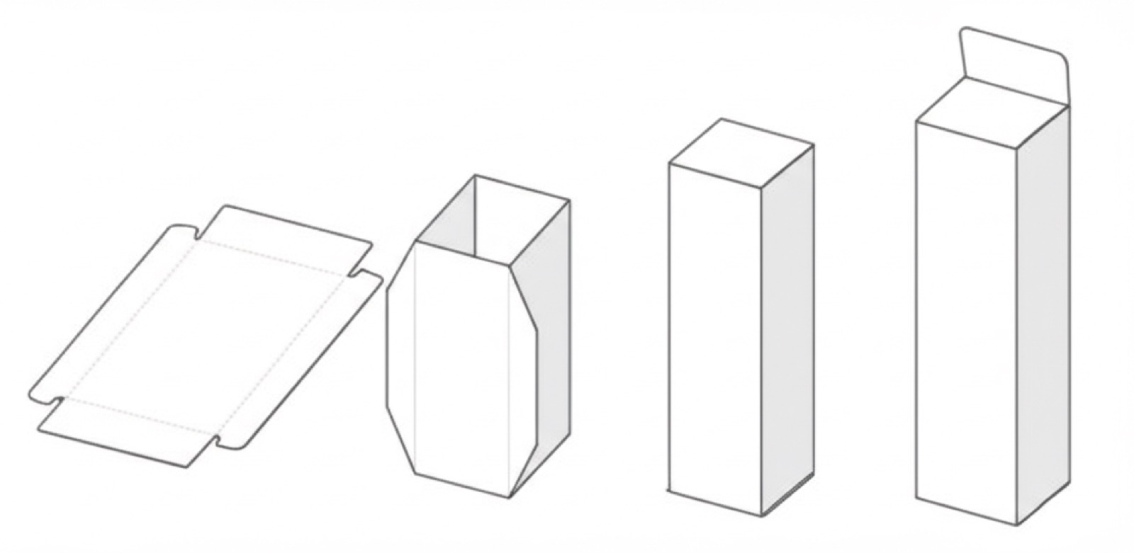 紙盒從平面到立體的摺疊成型五步驟