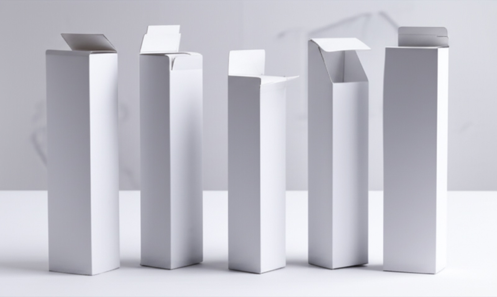 紙盒盒型結構排列展示：常規折盒與精裝盒