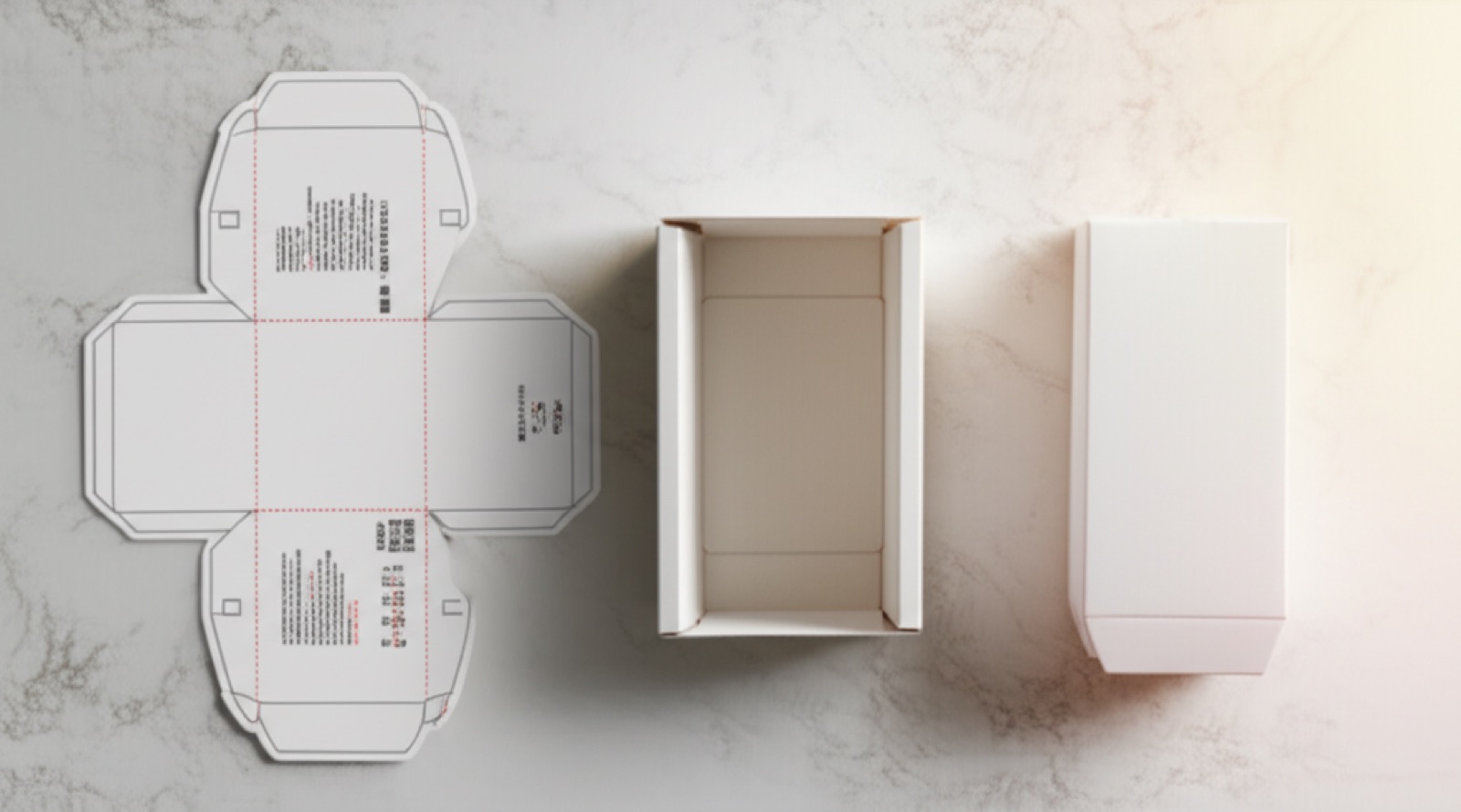 紙盒從刀模圖展開到摺疊成型的製程步驟